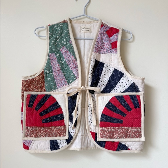 Handmade Jackets & Blazers - ⭐️ 13. Handmade Quilted VEST -FANS- Upcycled Vintage Patchwork Blanket